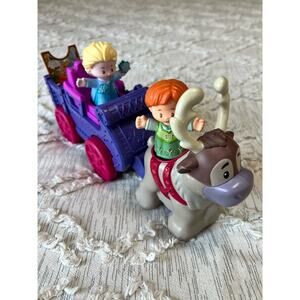 Fisher-Price Little People Frozen Anna and Elsa w/ Kristoff's Sleigh Sled Sven
